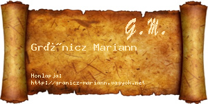 Gránicz Mariann névjegykártya